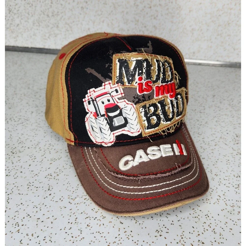 Case IH Tractor ‘Mud is my Bud’ Distressed Adjustable Hat Cap Youth Strap